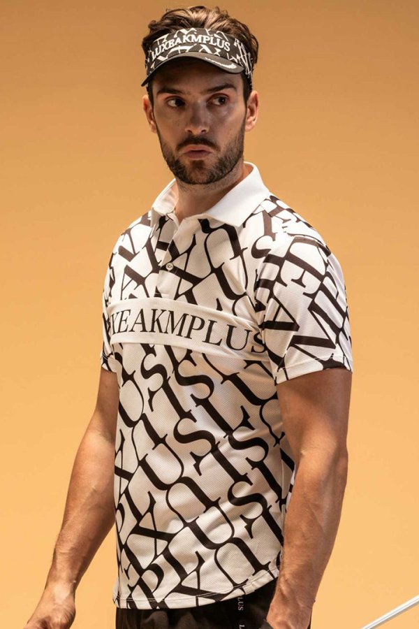 画像3: LUXEAKMPLUS リュクスエイケイエムプラス ゴルフ ダイアゴナルパターン半袖ポロシャツ(吸水速乾){-BES} (3)