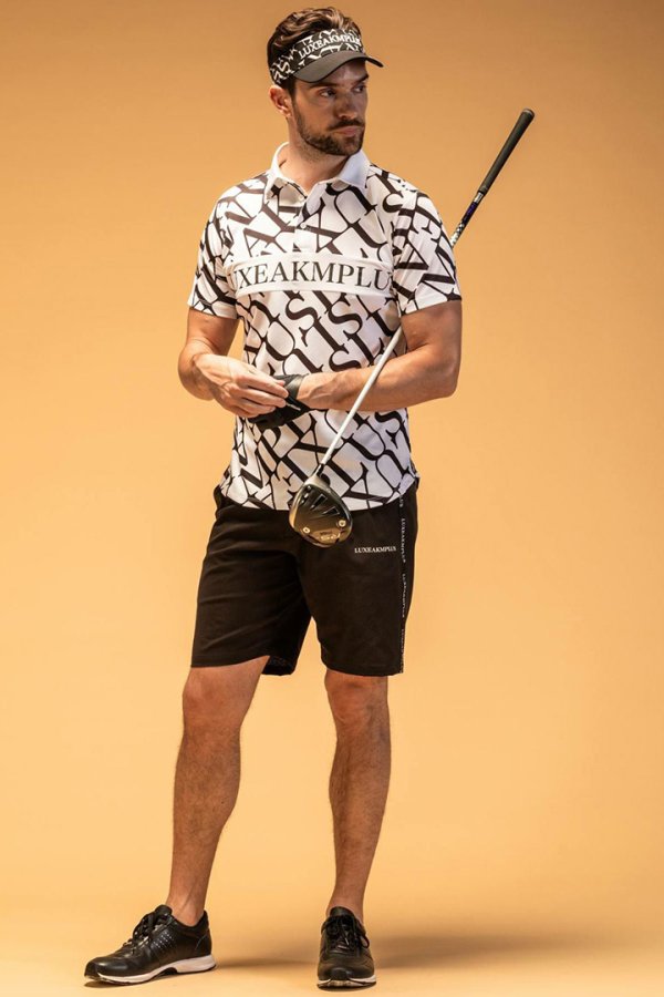 画像6: LUXEAKMPLUS リュクスエイケイエムプラス ゴルフ ダイアゴナルパターン半袖ポロシャツ(吸水速乾){-BES} (6)