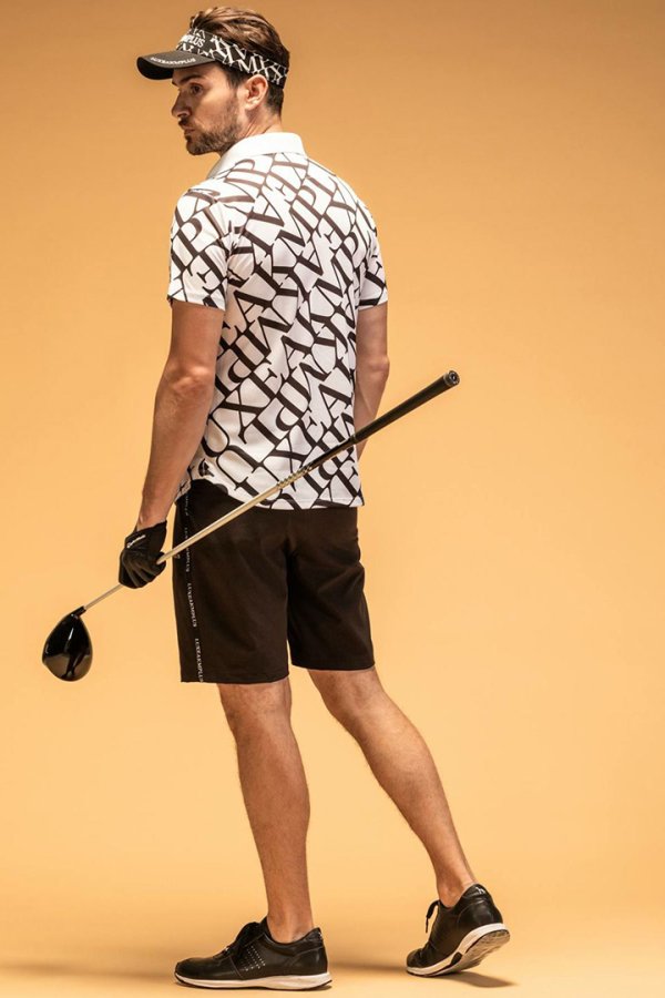 画像7: LUXEAKMPLUS リュクスエイケイエムプラス ゴルフ ダイアゴナルパターン半袖ポロシャツ(吸水速乾){-BES} (7)