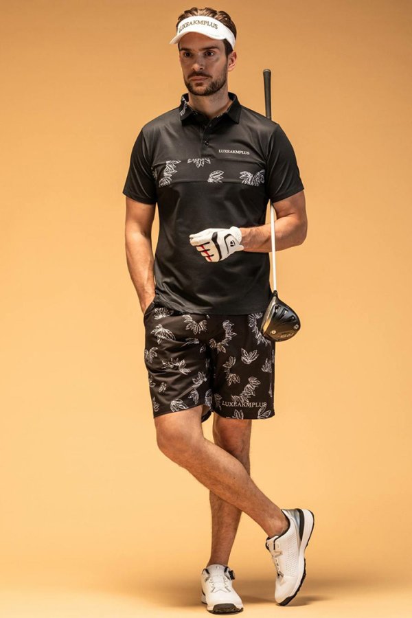 画像5: LUXEAKMPLUS リュクスエイケイエムプラス ゴルフ チェストパネル半袖ポロシャツ(吸水速乾 / UVカット){-BES} (5)