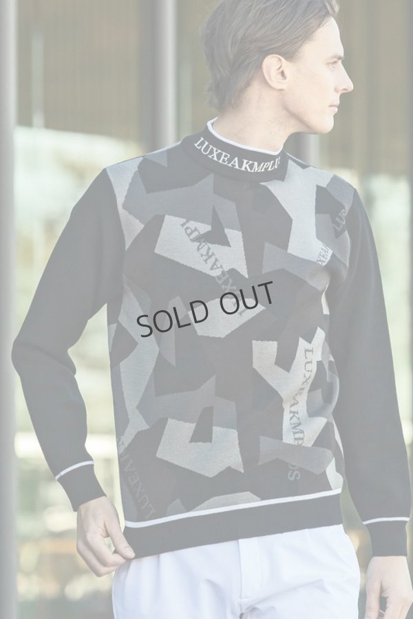 画像1: {SOLD}LUXEAKMPLUS リュクスエイケイエムプラス ゴルフ カモ柄モックネックニット{-BDA} (1)