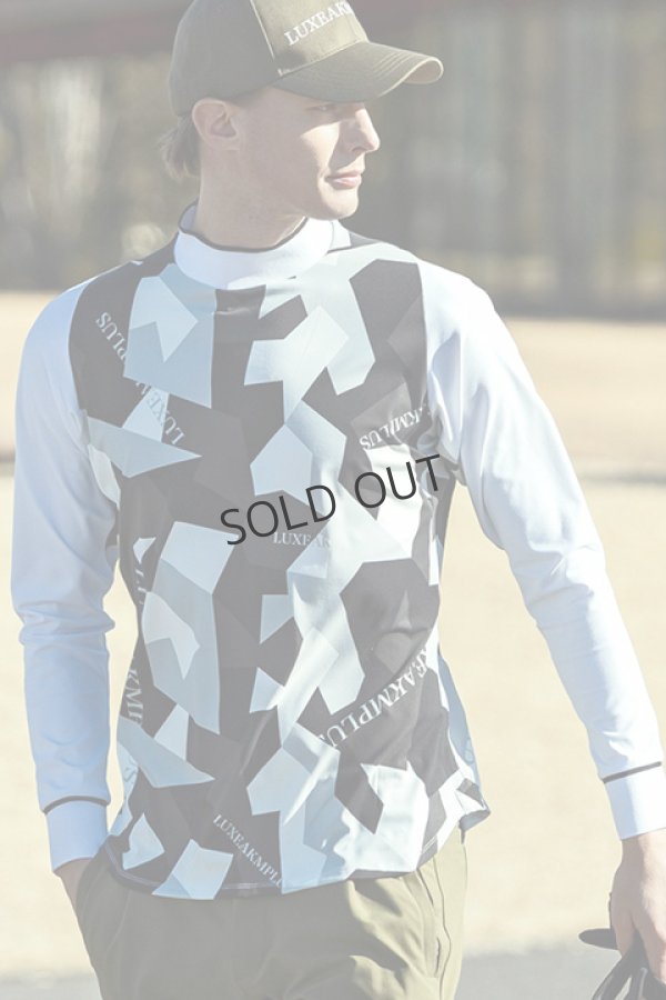 画像1: LUXEAKMPLUS リュクスエイケイエムプラス ゴルフ カモ柄モックネックロングTシャツ{-BDA} (1)