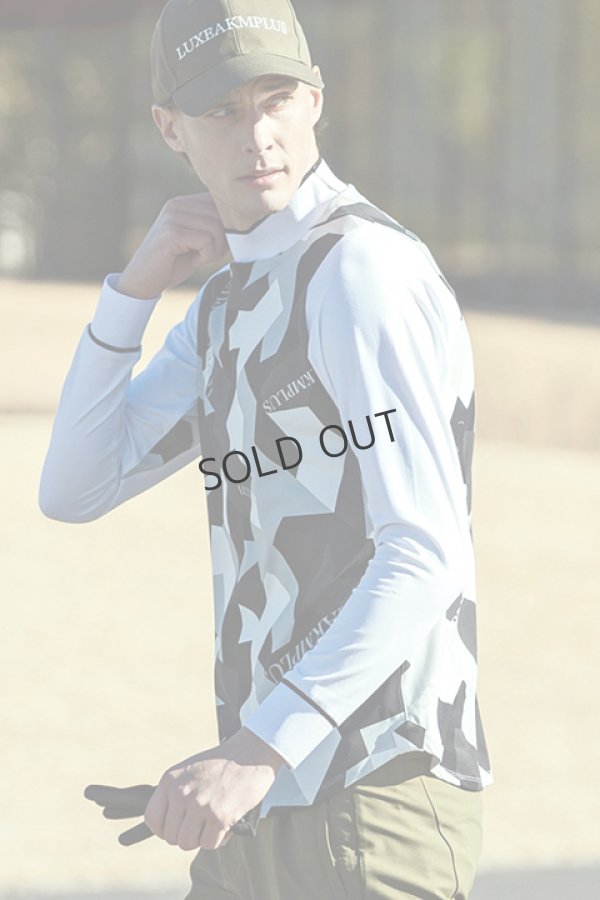 画像2: LUXEAKMPLUS リュクスエイケイエムプラス ゴルフ カモ柄モックネックロングTシャツ{-BDA} (2)