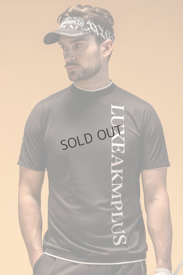 画像1: LUXEAKMPLUS リュクスエイケイエムプラス ゴルフ バーチカルロゴ半袖モックネックTシャツ(吸水 / UVカット){-BES} (1)