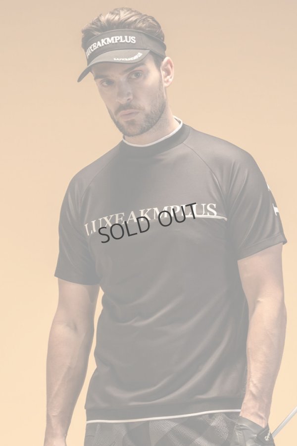 画像1: LUXEAKMPLUS リュクスエイケイエムプラス ゴルフ バックロゴ半袖モックネックTシャツ(吸水 / UVカット / 冷感){-BES} (1)