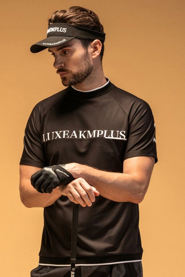 画像2: LUXEAKMPLUS リュクスエイケイエムプラス ゴルフ バックロゴ半袖モックネックTシャツ(吸水 / UVカット / 冷感){-BES} (2)