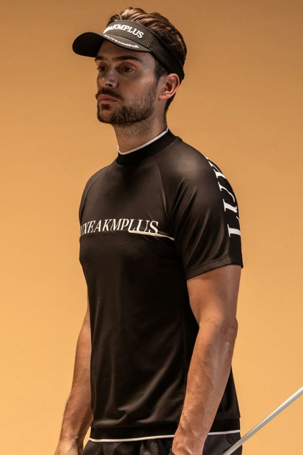 画像3: LUXEAKMPLUS リュクスエイケイエムプラス ゴルフ バックロゴ半袖モックネックTシャツ(吸水 / UVカット / 冷感){-BES} (3)