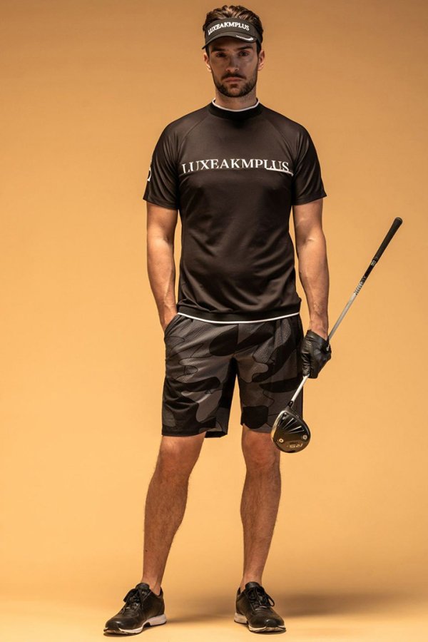画像5: LUXEAKMPLUS リュクスエイケイエムプラス ゴルフ バックロゴ半袖モックネックTシャツ(吸水 / UVカット / 冷感){-BES} (5)