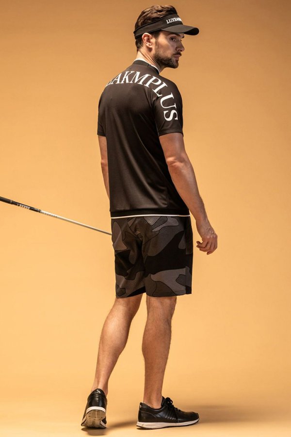 画像8: LUXEAKMPLUS リュクスエイケイエムプラス ゴルフ バックロゴ半袖モックネックTシャツ(吸水 / UVカット / 冷感){-BES} (8)