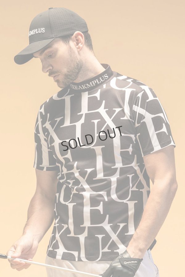 画像1: LUXEAKMPLUS リュクスエイケイエムプラス ゴルフ 総柄半袖モックネックTシャツ(吸水速乾){-BES} (1)