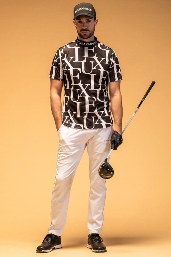 画像5: LUXEAKMPLUS リュクスエイケイエムプラス ゴルフ 総柄半袖モックネックTシャツ(吸水速乾){-BES} (5)