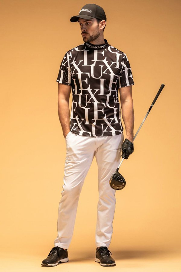 画像6: LUXEAKMPLUS リュクスエイケイエムプラス ゴルフ 総柄半袖モックネックTシャツ(吸水速乾){-BES} (6)