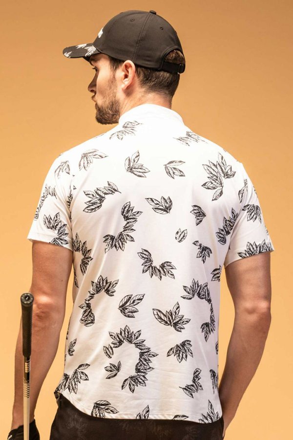 画像4: LUXEAKMPLUS リュクスエイケイエムプラス ゴルフ ローレルパターン半袖モックネックTシャツ(吸水速乾 / UVカット){-BES} (4)