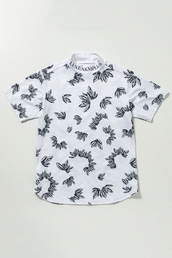 画像9: LUXEAKMPLUS リュクスエイケイエムプラス ゴルフ ローレルパターン半袖モックネックTシャツ(吸水速乾 / UVカット){-BES} (9)