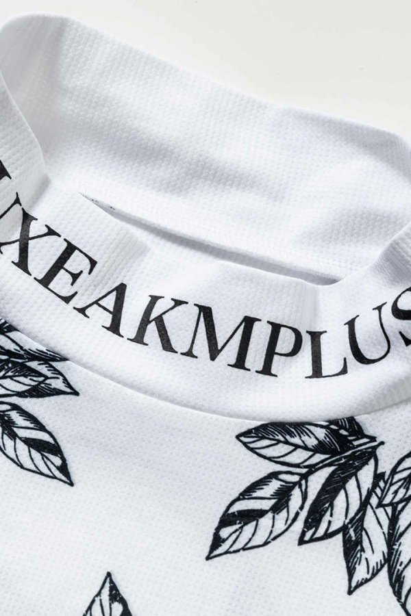 画像12: LUXEAKMPLUS リュクスエイケイエムプラス ゴルフ ローレルパターン半袖モックネックTシャツ(吸水速乾 / UVカット){-BES} (12)