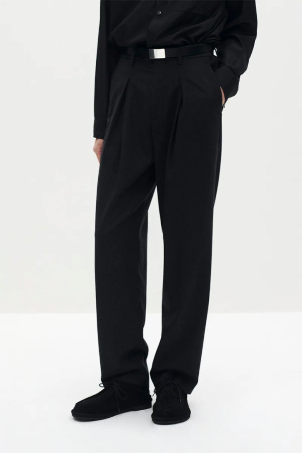 画像3: STILL ATTACHMENT スティル アタッチメント SP160 WO SHORT BEAVER CROSS TUCK WIDE TROUSERS{AP62-002-BFA} (3)