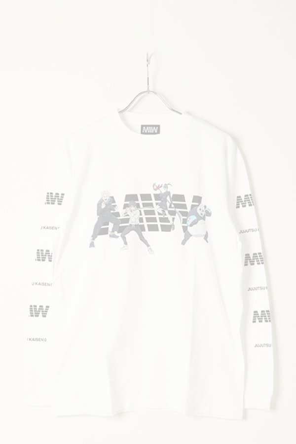 画像1:   MADE IN WORLD メイドインワールド MIW × 劇場版 呪術廻戦0 crew neck long sleeve tee / 狗巻棘,乙骨憂太,禪院真希,パンダ{-BBS} (1)