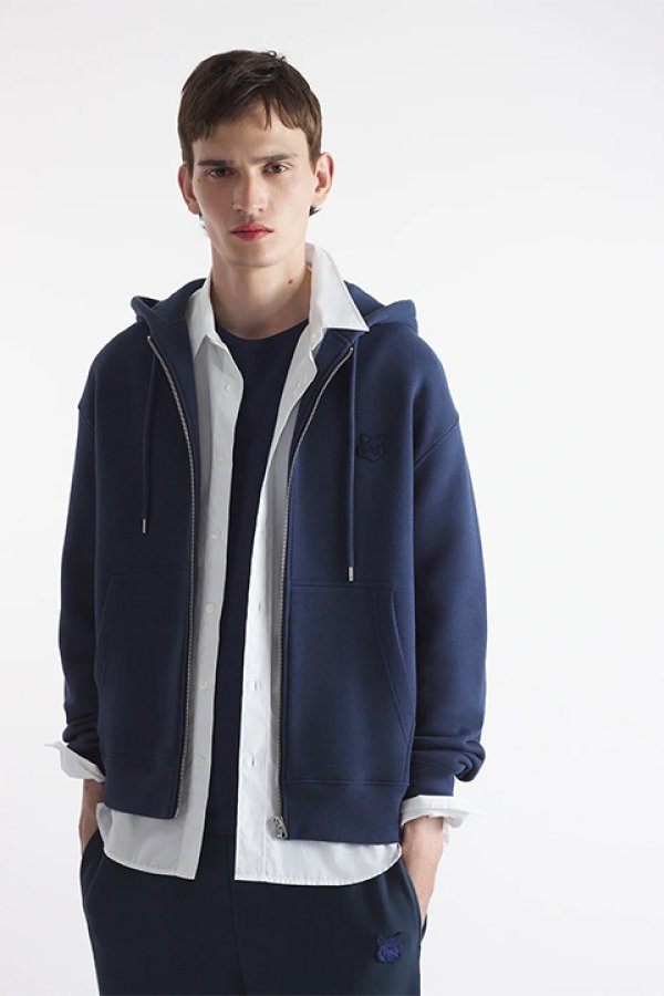 画像4: 【 30%OFF セール50,600円→35,420円】 MAISON KITSUNE メゾンキツネ ボールド フォックスヘッド パッチ コンフォート ジップ パーカー{-BDA} (4)
