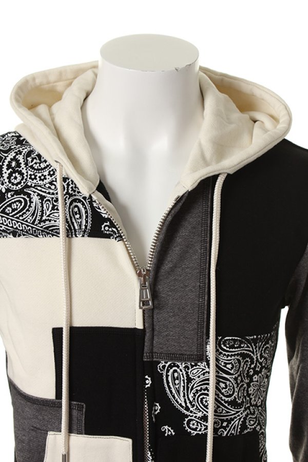 画像4: 【 40%OFF セール50,600円→30,360円】 1piu1uguale3 ウノピゥウノウグァーレトレ PLAIN BANDANA URAKE PATCH-WORK ZIP PARKA{MRB051-COT151-94-AFS} (4)