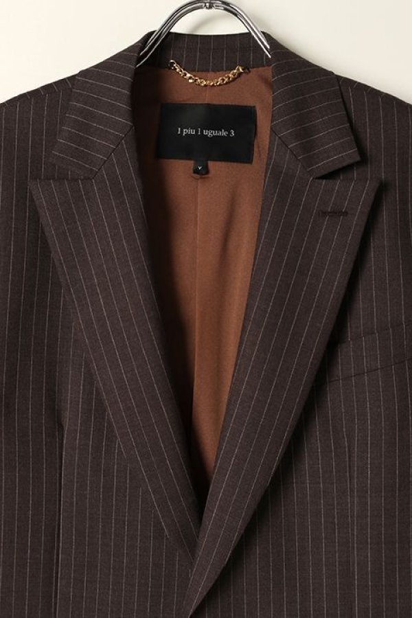画像3: 【 30%OFF セール121,000円→84,700円】 1piu1uguale3 ウノピゥウノウグァーレトレ WASHABLE STRIPE WOOL DANDY JKT{MRB393-WOL094-75-AIA} (3)