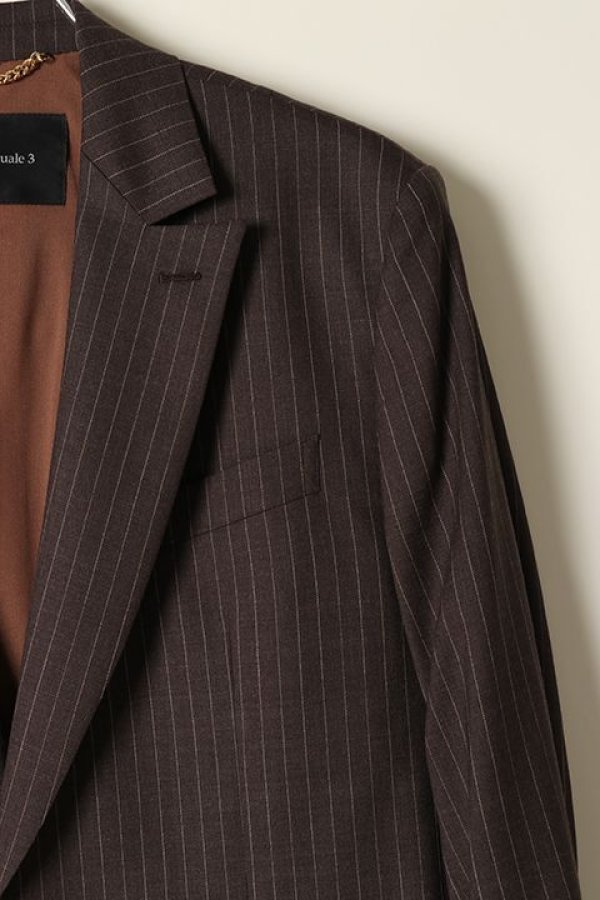 画像4: 【 30%OFF セール121,000円→84,700円】 1piu1uguale3 ウノピゥウノウグァーレトレ WASHABLE STRIPE WOOL DANDY JKT{MRB393-WOL094-75-AIA} (4)
