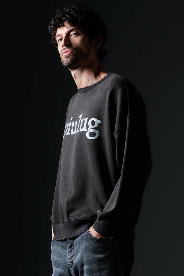 画像2: 【 20%OFF セール49,500円→39,600円】 1piu1uguale3 ウノピゥウノウグァーレトレ 113 L/S VINTAGE CREW SWEAT{-BES} (2)