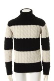 画像2: ▽ 50%OFF アウトレットセール77,000円→38,500円▽ 1piu1uguale3 ウノピゥウノウグァーレトレ WOOL CASHMERE 【BORDER】 BIG CABLE TURTLE{MRK043-WCA010-9912-AEA} (2)