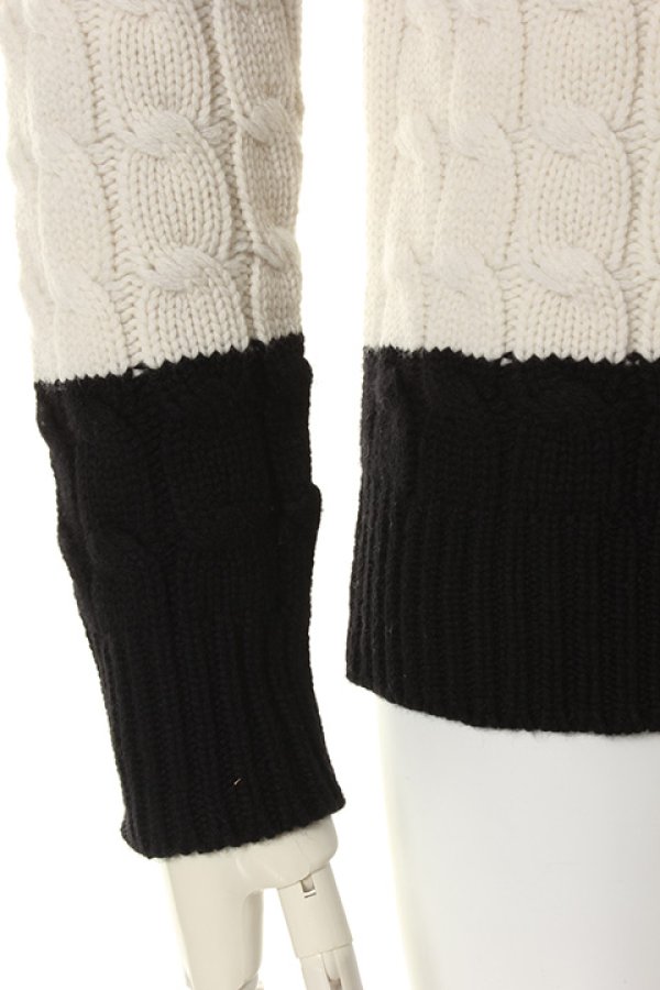 画像5: ▽ 50%OFF アウトレットセールセール77,000円→38,500円▽ 1piu1uguale3 ウノピゥウノウグァーレトレ WOOL CASHMERE 【BORDER】 BIG CABLE TURTLE{MRK043-WCA010-9912-AEA} (5)