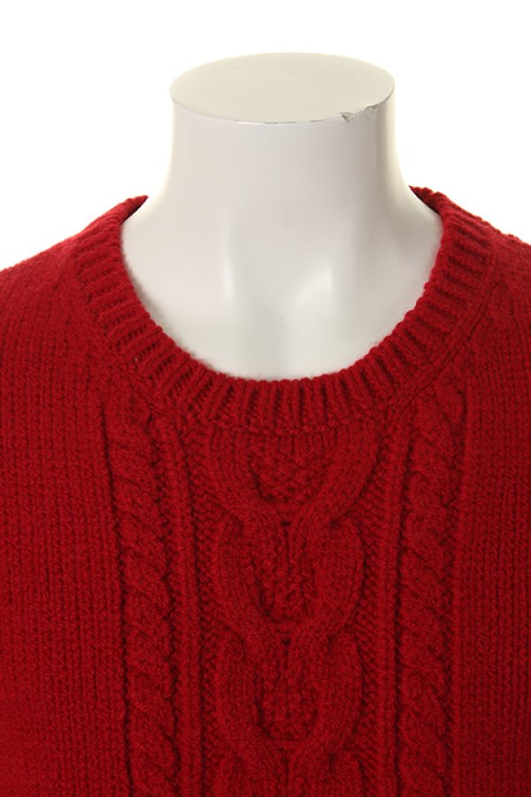 画像4: 【 40%OFF セール55,000円→33,000円】 1piu1uguale3 ウノピゥウノウグァーレトレ STRETCH WOOL 3 GAGE CABLE CREW{MRK117-WNY022-45-AGA} (4)