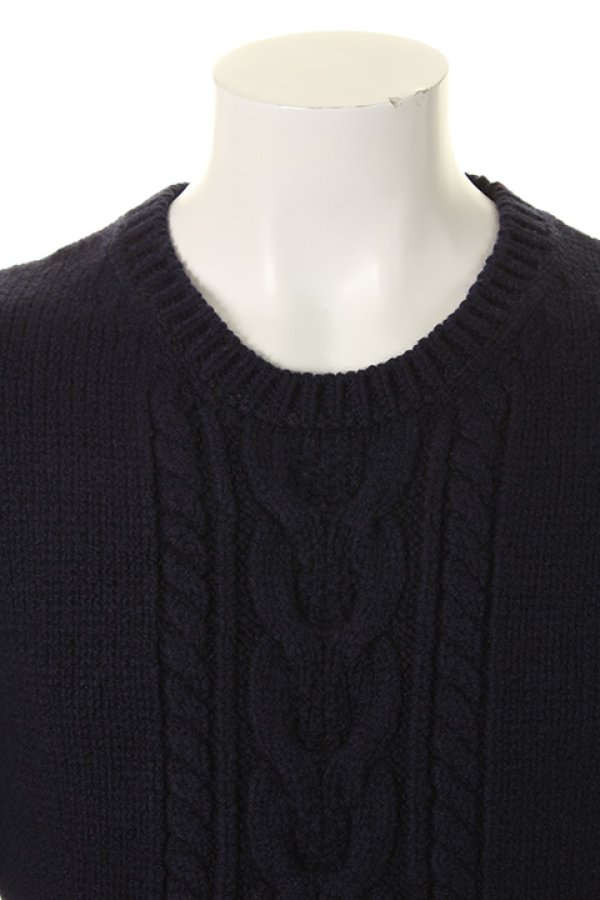画像4: 【 40%OFF セール55,000円→33,000円】 1piu1uguale3 ウノピゥウノウグァーレトレ STRETCH WOOL 3 GAGE CABLE CREW{MRK117-WNY022-57-AGA} (4)