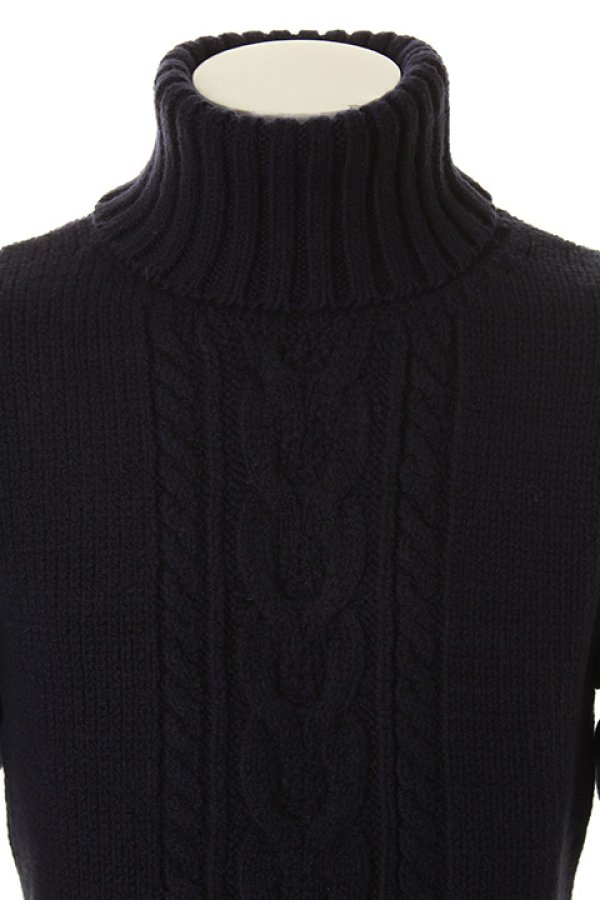 画像4: 【 40%OFF セール60,500円→36,300円】 1piu1uguale3 ウノピゥウノウグァーレトレ STRETCH WOOL 3 GAGE CABLE TURTLE{MRK118-WNY022-57-AGA} (4)