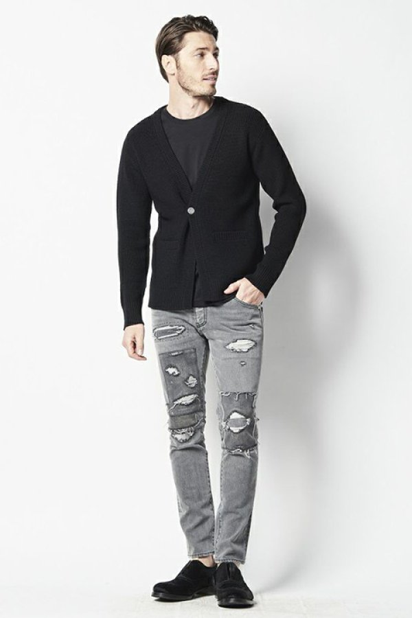 画像3: 【 40%OFF セール71,500円→42,900円】 1piu1uguale3 ウノピゥウノウグァーレトレ 1B V-CARDIGAN{MRK224-WOL114-99-BAA} (3)