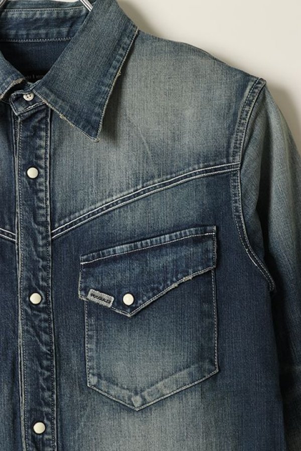 画像3: 【 30%OFF セール49,500円→34,650円】 1piu1uguale3 ウノピゥウノウグァーレトレ PROGRESSIVE DENIM 3/4 WESTERN{MRS090-CTU102-DN54-AGS} (3)