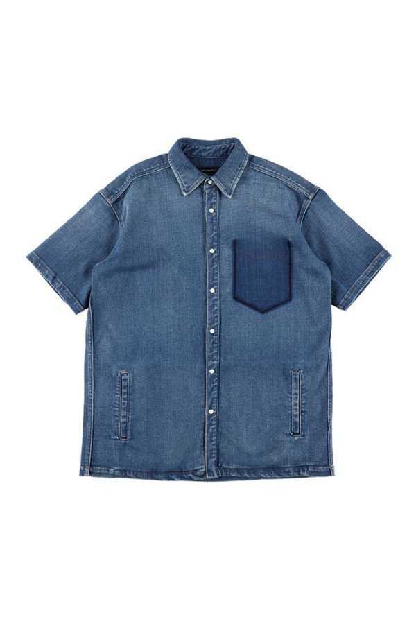 画像5: 【 20%OFF セール99,000円→79,200円】 1piu1uguale3 ウノピゥウノウグァーレトレ S/S DENIM BIG SHIRTS{MRS178-CTR023-DN54-BES} (5)