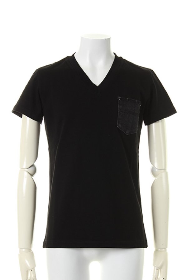 画像1: 【 40%OFF セール25,300円→15,180円】 1piu1uguale3 ウノピゥウノウグァーレトレ BIARRITZ JERSEY DENIM POCKET T{MRT113-COT179-99-AHS} (1)