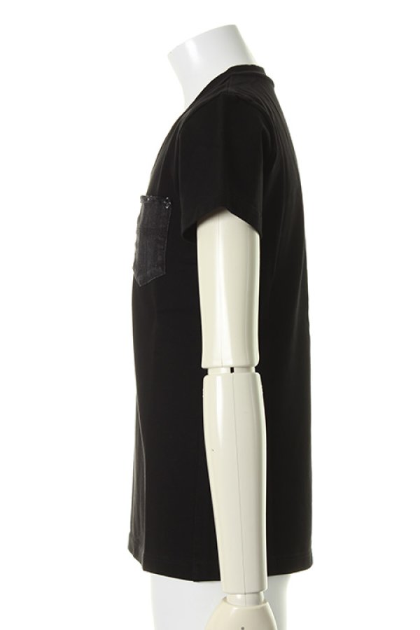 画像3: 【 40%OFF セール25,300円→15,180円】 1piu1uguale3 ウノピゥウノウグァーレトレ BIARRITZ JERSEY DENIM POCKET T{MRT113-COT179-99-AHS} (3)