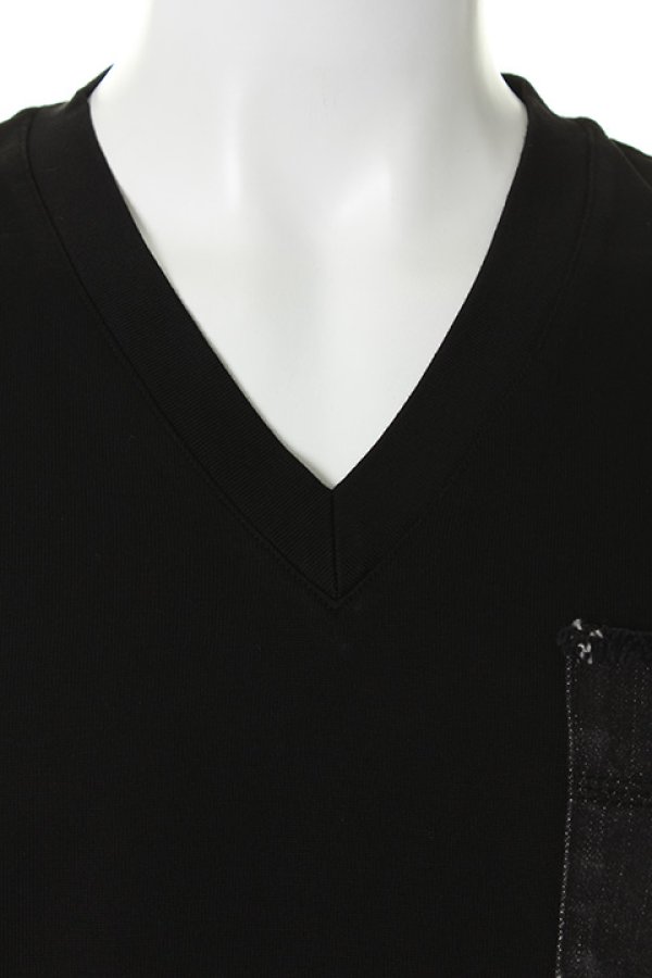 画像4: 【 40%OFF セール25,300円→15,180円】 1piu1uguale3 ウノピゥウノウグァーレトレ BIARRITZ JERSEY DENIM POCKET T{MRT113-COT179-99-AHS} (4)