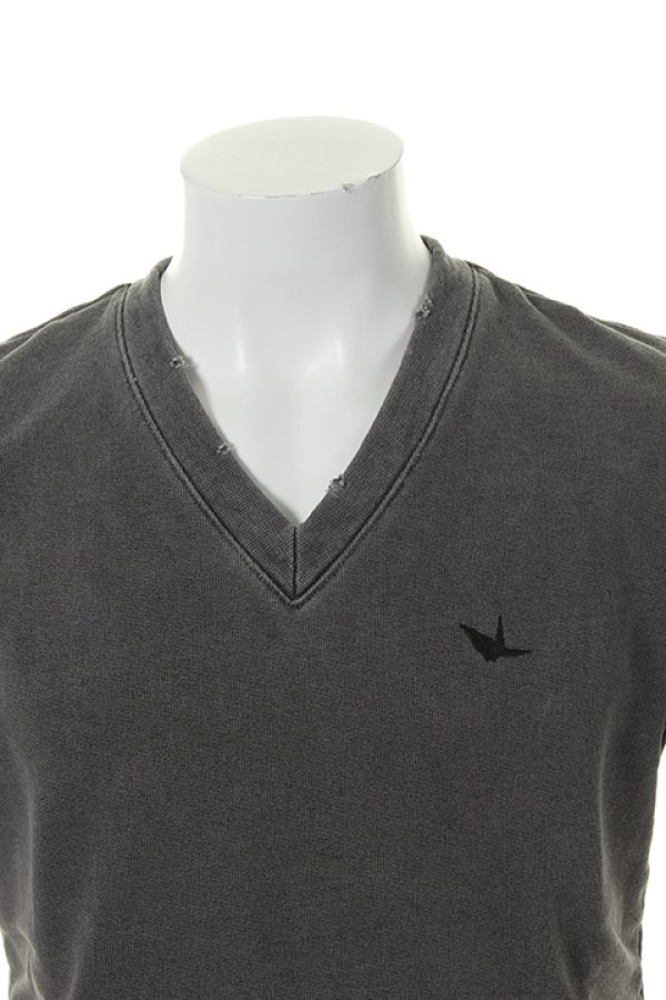 画像4: 【 40%OFF セール30,800円→18,480円】 1piu1uguale3 ウノピゥウノウグァーレトレ AMERICAN DRY SWEAT STONE DAMAGE V-NECK{MRT150-COT226-99-AHS} (4)