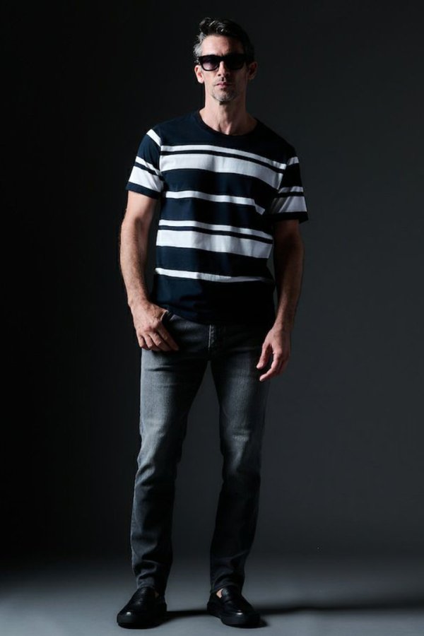 画像2: 【 20%OFF セール39,600円→31,680円】 1piu1uguale3 ウノピゥウノウグァーレトレ 113 S/S BORDER CREW{-BES} (2)