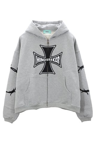 mindseeker マインドシーカー MS Homme Logo Embroidery Zip Up Hoodie