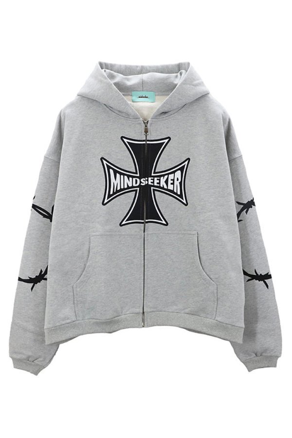 画像1: mindseeker マインドシーカー Cross Punk Zip Hoodie{-BFS} (1)