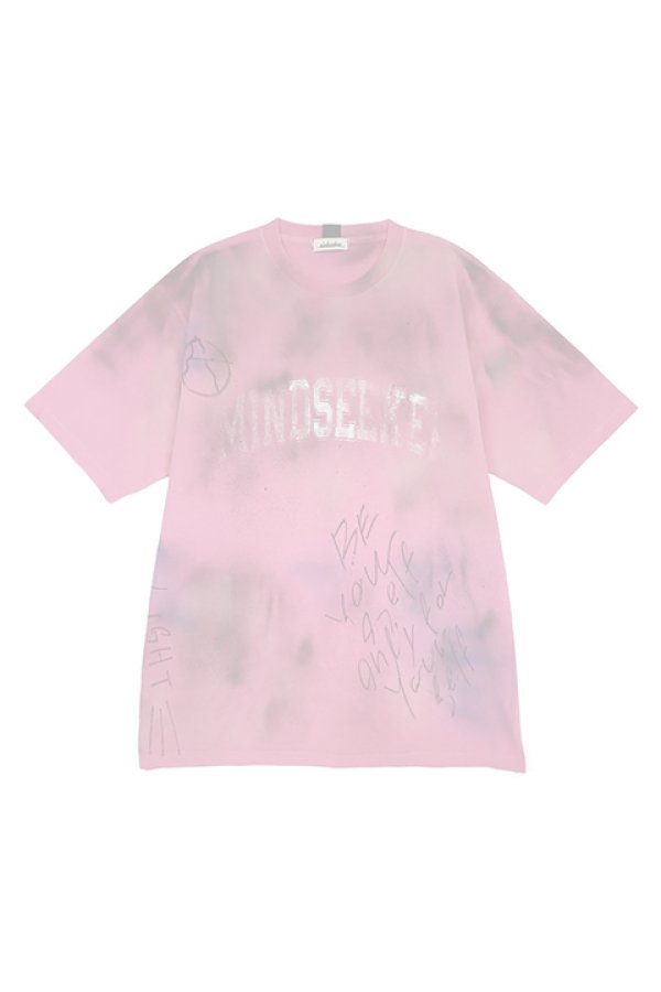 画像1:  {SOLD} mindseeker マインドシーカー HAND GRAFFITI STENCIL TEE {-BCS}  :MS1-23-014-PNK-ONE  (1)