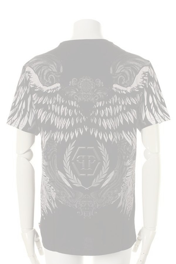 画像2:   PHILIPP PLEIN HOMME フィリッププレインオム T-shirt Round Neck SS "Laurel"{-AGS} (2)