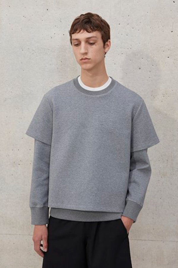 画像1: 【24SS新作】Neil Barrett ニールバレット Slim Dropped Shoulder Double Layer Sweatshirt{-BDS} (1)