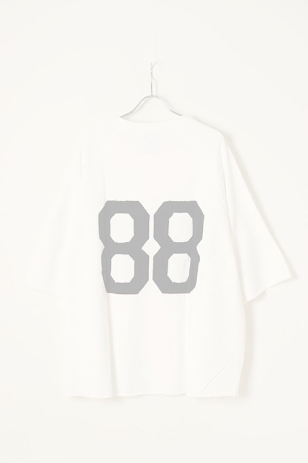 画像2:  {SOLD} SLAVE OF MAYO スレイブオブメイヨー numbering patchwork raglan sweat cut sew{-BBA}(sof) (2)