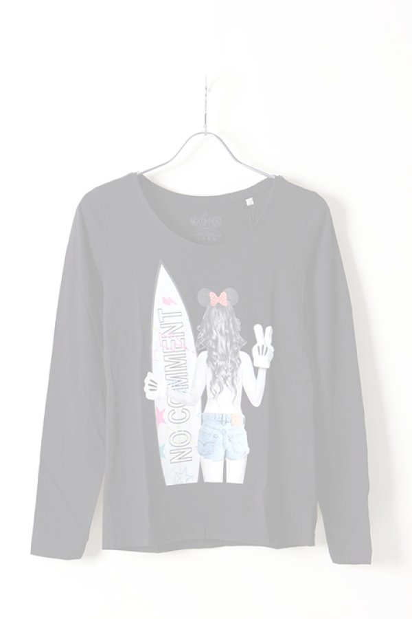 画像1:   NO COMMENT PARIS ノーコメントパリ 【Japan Limited】L/S L-CREW surf girl{NC-LTL.LTN117-BLK-AIS} (1)