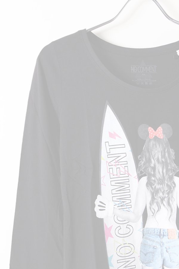 画像3:   NO COMMENT PARIS ノーコメントパリ 【Japan Limited】L/S L-CREW surf girl{NC-LTL.LTN117-BLK-AIS} (3)