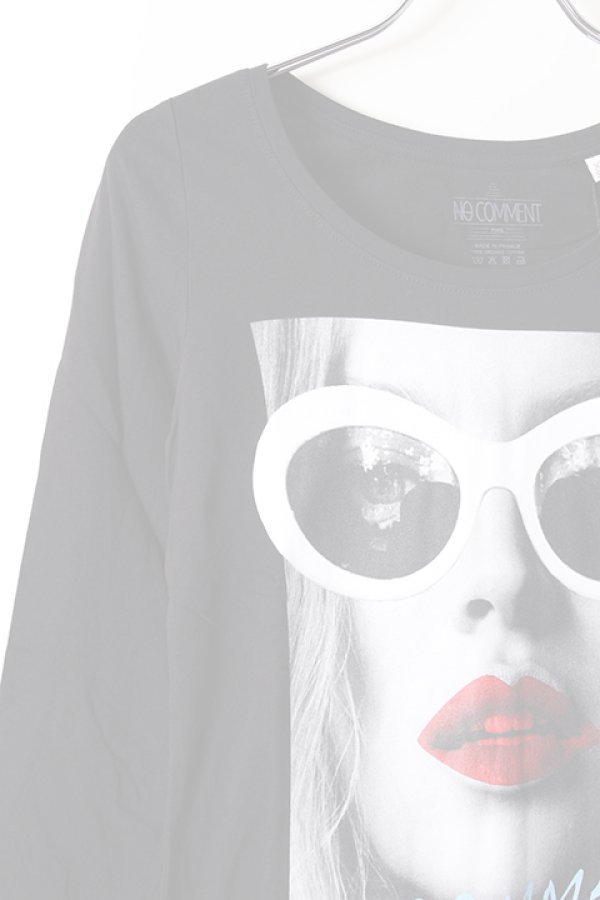 画像3:   NO COMMENT PARIS ノーコメントパリ 【Japan Limited】L/S L-CREW wht glasses{NC-LTL.LTN143-BLK-AIS} (3)