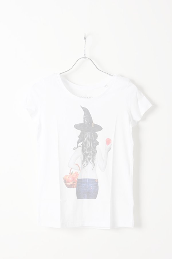 画像1:  {SOLD} NO COMMENT PARIS ノーコメントパリ 【Japan Limited】T-SHIRT L-CREW witch apple{NC-TL.LTN147-WHT-AIS} (1)