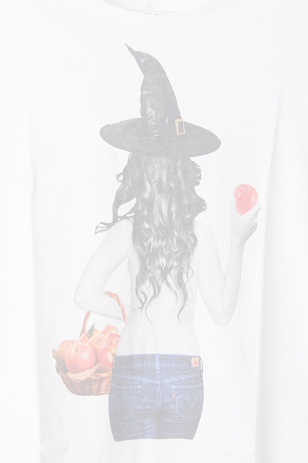 画像4:  {SOLD} NO COMMENT PARIS ノーコメントパリ 【Japan Limited】T-SHIRT L-CREW witch apple{NC-TL.LTN147-WHT-AIS} (4)